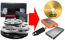 Digitization from 8mm, Super-8 and 16mm films, VHS, VHS-C, Video8, Hi8, MiniDV, DVCAM